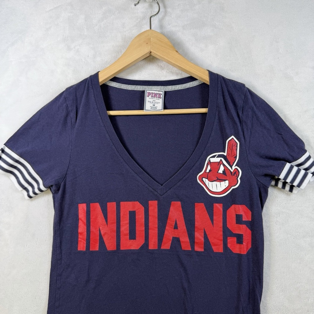 Vintage Pink Victoria's Secret Cleveland Indians Baseball Ladies Shirt Size M